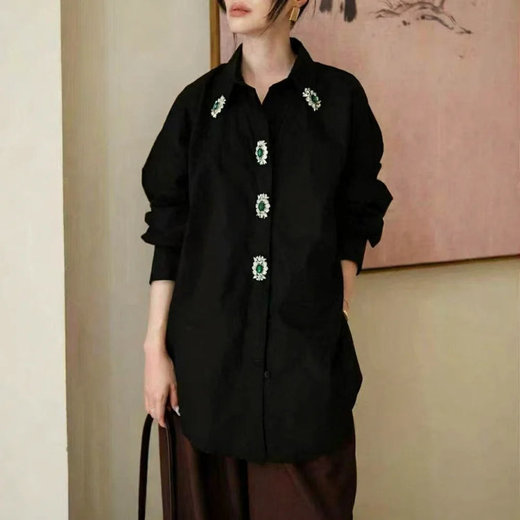 Embellished-Placket Longline Shirt