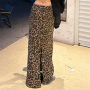 Leopard-Print Long Skirt