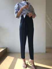 Pleated Tapered Ankle Pants