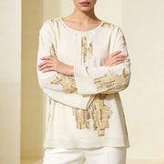 Sequin-Detail Long-Sleeve Top