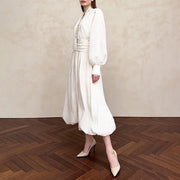 Gathered-Waist Balloon-Hem Dress