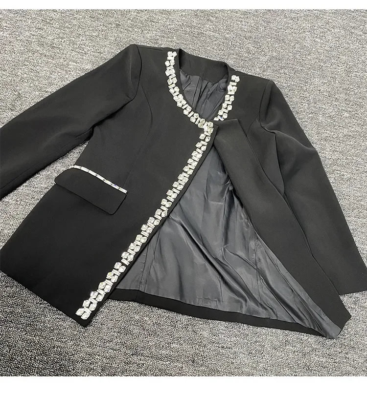 Embellished Asymmetric-Front Jacket