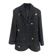 Mixed-Button Double-Breasted Blazer