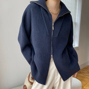 Stand-Collar Zip-Up Cardigan