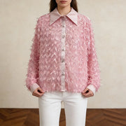 Textured Sequin Button-Up Shirt