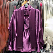 Glossy Tie-Neck Blouse