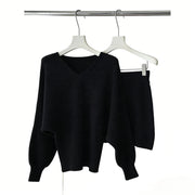 Ribbed Sweater and Skirt Set
