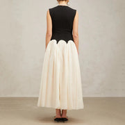 Colorblock Sleeveless Flared Dress