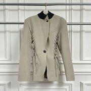 Lace-Up Waist Fitted Jacket