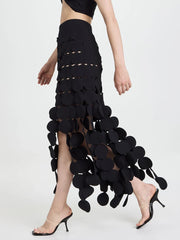 Disc-Trim Cutout Long Skirt