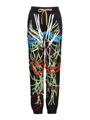 Strap-Detail Drawstring Tapered Pants