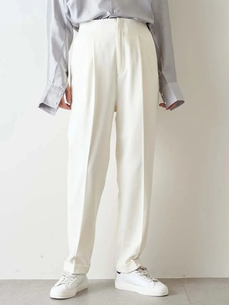 Pleated Tapered Ankle Pants