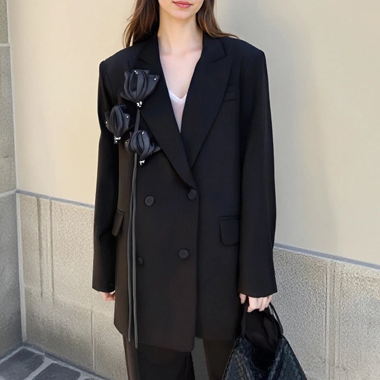 Floral Applique Longline Blazer