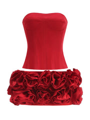 Strapless Top and Rosette Skirt Set