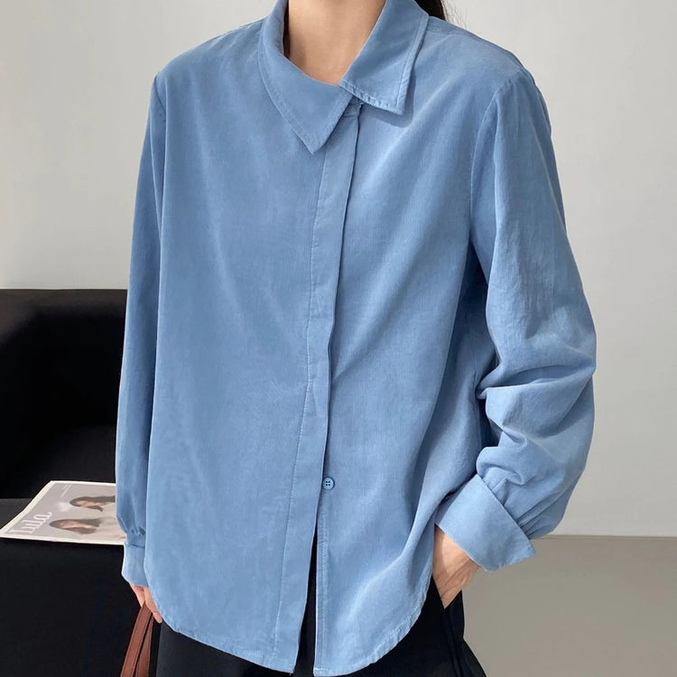 Asymmetric-Collar Relaxed Shirt Jacket