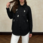 Embellished Collared Button Shirt