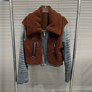 Contrast-Panel Jacket and Jeans Set