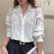 Cutwork-Yoke Button-Up Shirt