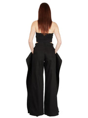Layered-Pocket Wide-Leg Pants