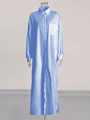 Long-Sleeve Maxi Shirt Dress
