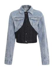 Colorblock Cropped Button-Front Jacket