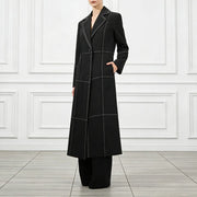 Contrast-Stitch Longline Coat