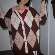 Argyle Button-Front Cardigan