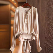 Gathered Balloon-Sleeve Blouse