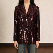 Sequin Single-Button Blazer