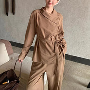 Asymmetric Shirt and Pants Set