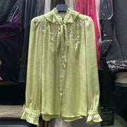 Embellished Tie-Neck Blouse