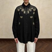 Floral-Embellished Button-Up Shirt