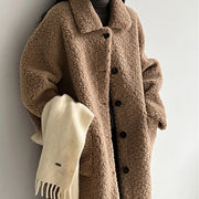 Textured Button-Front Long Coat