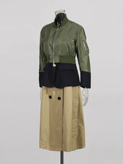 Colorblock Layered Long Coat