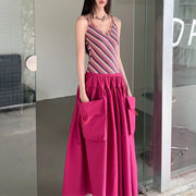 Striped-Bodice Pocket Dress
