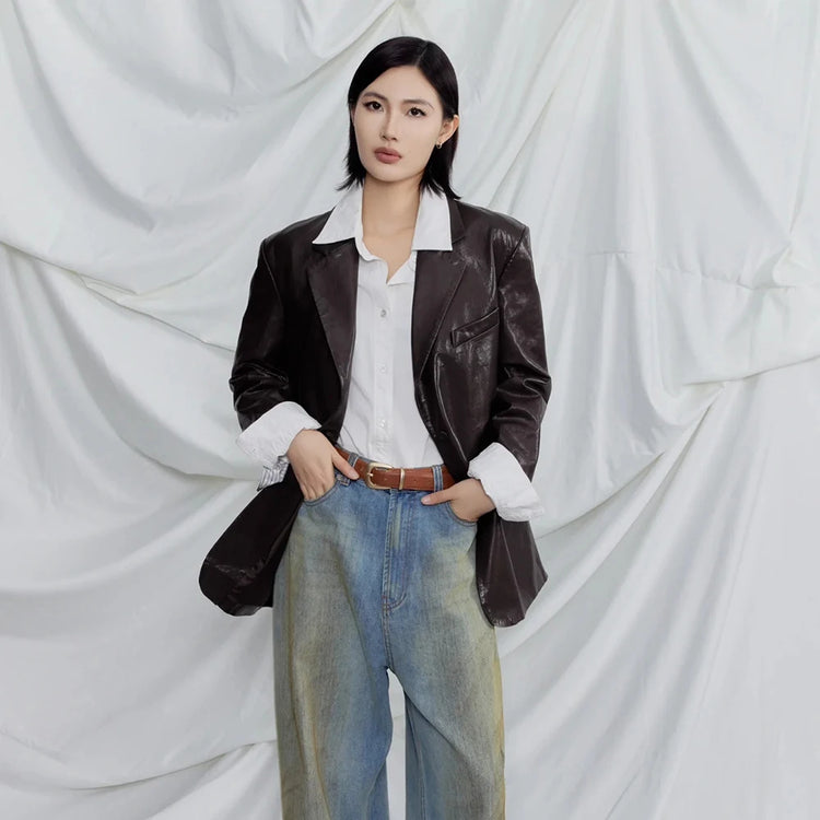 Glossy Relaxed Tailored Blazer