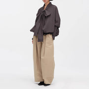 Oversized Bow-Neck Blouse
