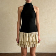 Tiered-Hem Halter Mini Dress
