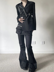 Asymmetric Zip-Detail Blazer