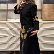 Floral-Embellished Jacket and Skirt Set
