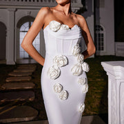 Rosette Strapless Long Dress