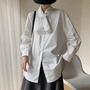 Buckle-Neck Relaxed Longline Shirt