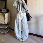 Button-Fly Wide-Leg Pants