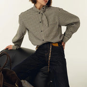 Gingham Stand-Collar Shirt