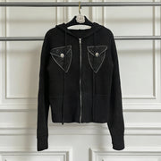 Ribbed Zip-Front Cardigan