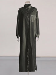 Long-Sleeve Maxi Shirt Dress