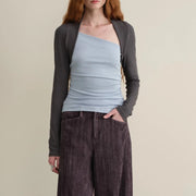 Colorblock Ruched Long-Sleeve Top