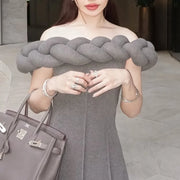 Braided-Neck Off-Shoulder Long Dress
