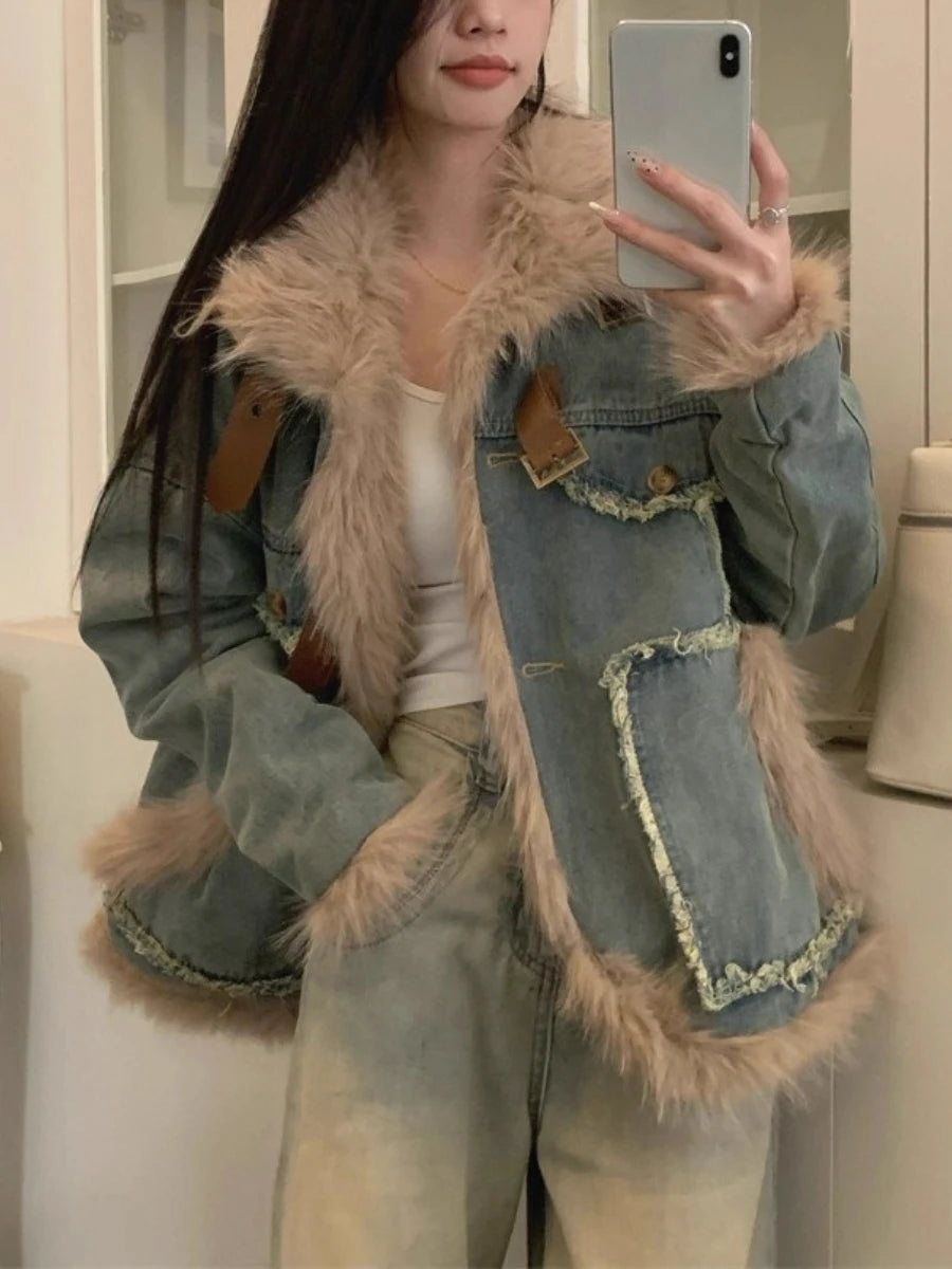 Shaggy-Trim Pocket Jacket