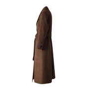 Double-Breasted Brown Tie-Waist Coat